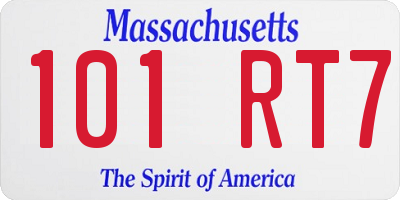 MA license plate 101RT7