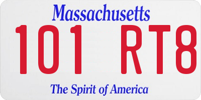 MA license plate 101RT8