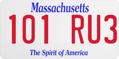 MA license plate 101RU3