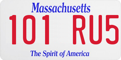 MA license plate 101RU5