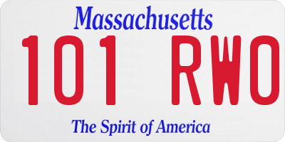 MA license plate 101RW0