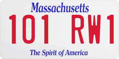 MA license plate 101RW1