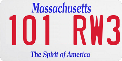 MA license plate 101RW3