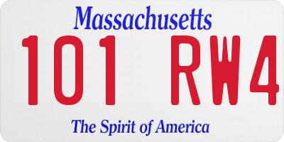 MA license plate 101RW4