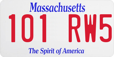 MA license plate 101RW5