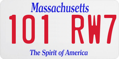 MA license plate 101RW7