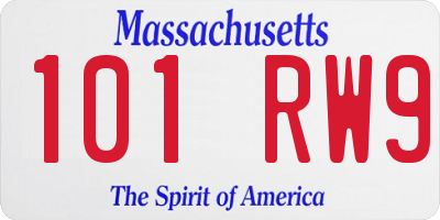 MA license plate 101RW9