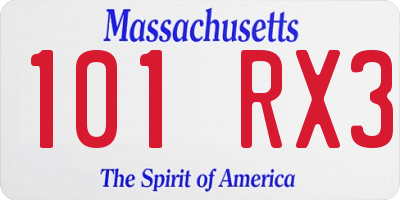 MA license plate 101RX3