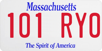 MA license plate 101RY0