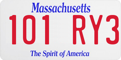 MA license plate 101RY3