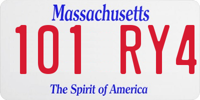 MA license plate 101RY4