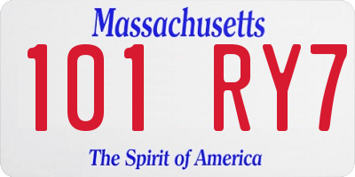 MA license plate 101RY7