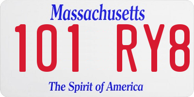 MA license plate 101RY8