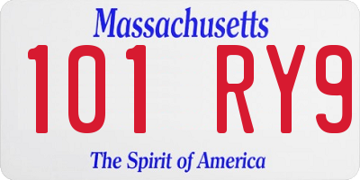 MA license plate 101RY9