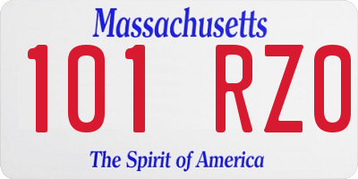 MA license plate 101RZ0