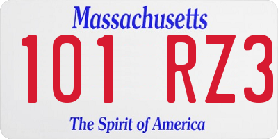 MA license plate 101RZ3