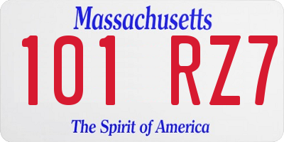 MA license plate 101RZ7