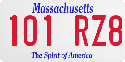 MA license plate 101RZ8