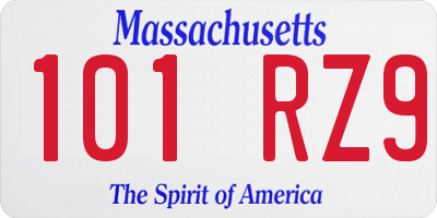 MA license plate 101RZ9