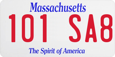 MA license plate 101SA8