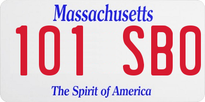 MA license plate 101SB0