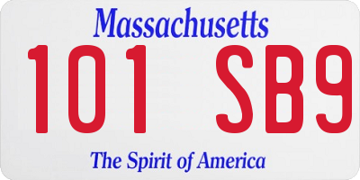 MA license plate 101SB9