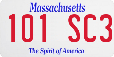 MA license plate 101SC3