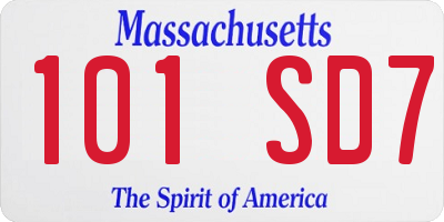 MA license plate 101SD7