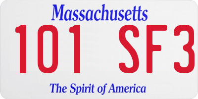 MA license plate 101SF3