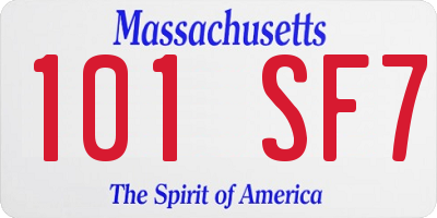 MA license plate 101SF7