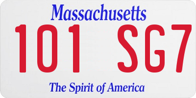 MA license plate 101SG7
