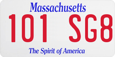 MA license plate 101SG8