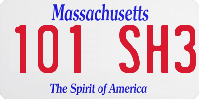 MA license plate 101SH3