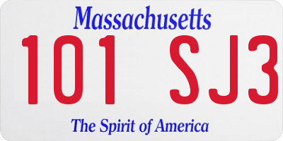 MA license plate 101SJ3