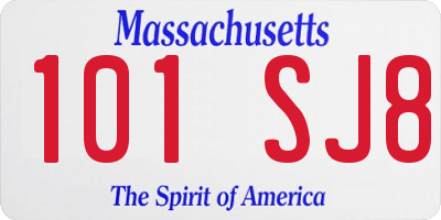 MA license plate 101SJ8