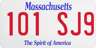 MA license plate 101SJ9