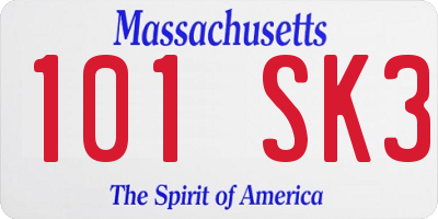 MA license plate 101SK3
