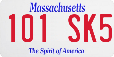 MA license plate 101SK5