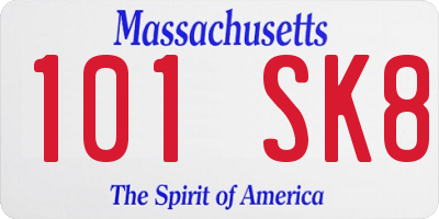 MA license plate 101SK8