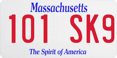 MA license plate 101SK9