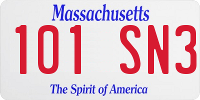 MA license plate 101SN3