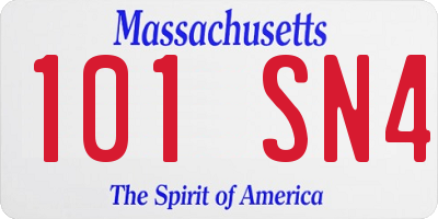 MA license plate 101SN4