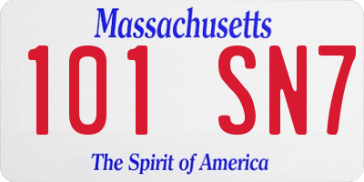 MA license plate 101SN7