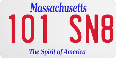 MA license plate 101SN8