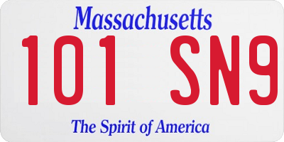 MA license plate 101SN9