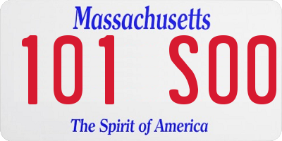 MA license plate 101SO0