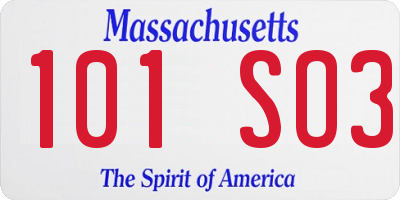 MA license plate 101SO3