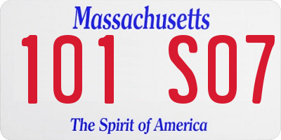 MA license plate 101SO7