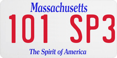 MA license plate 101SP3