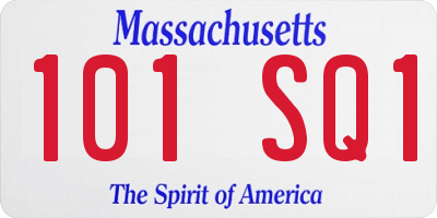 MA license plate 101SQ1